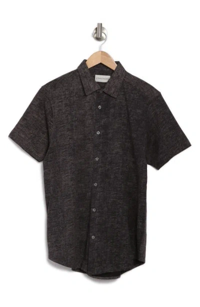 Coastaoro Wavy Crosshatch Short Sleeve Shirt In Brown