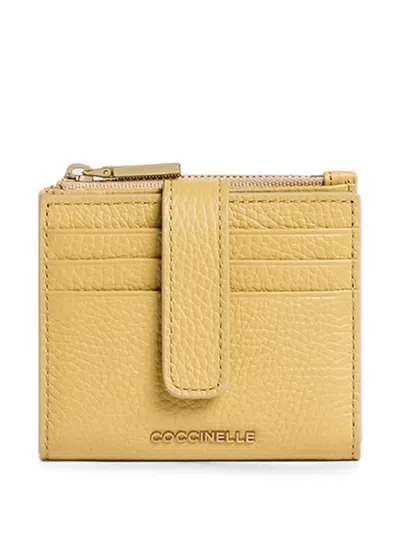 Coccinelle Grained-leather Cardholder In Yellow