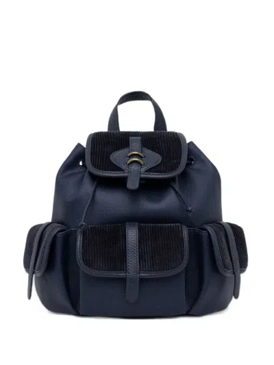Coccinelle Medium Mavery Leather-trimmed Backpack In Blue