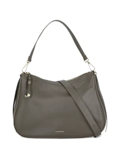 Coccinelle Medium Nory Grained Leather Tote Bag In Gray