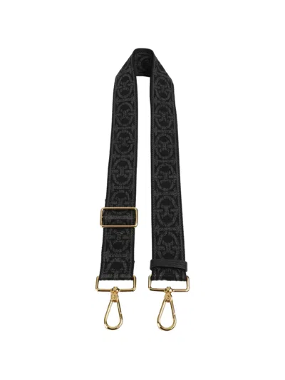 Coccinelle Monogram Jacquard-effect Bag Strap In Black
