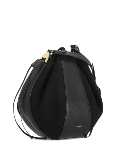 Coccinelle Panelled Leather Bucket Bag In Black