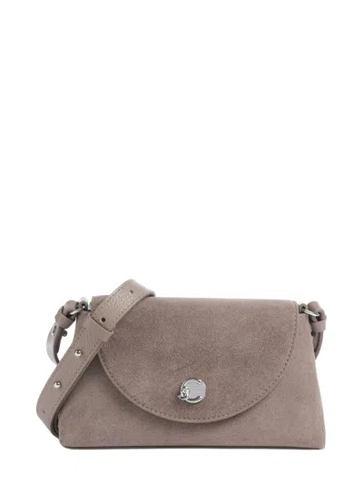 Coccinelle Rough Bovine Leather Shoulder Bag In Beige