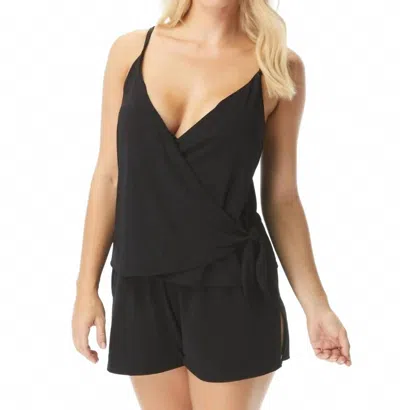 Coco Contours Chroma Bra Sized Swim Romper One-piece In Black