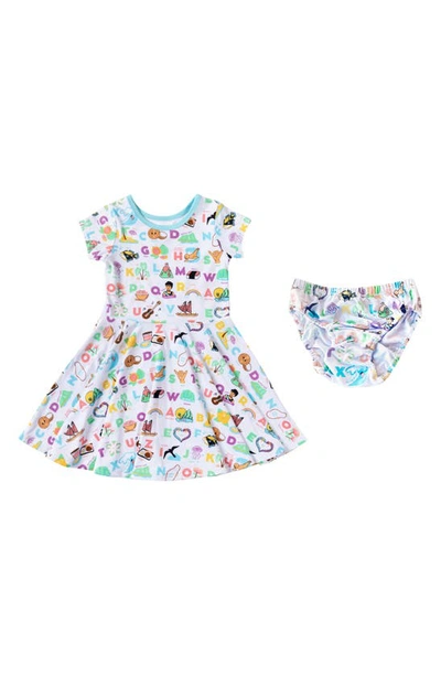 Coco Moon Babies' Kine Abcs T-shirt Dress & Bloomers In Blue