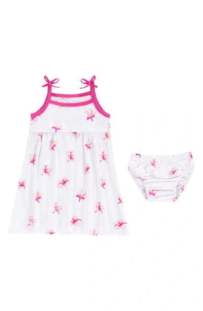 Coco Moon Babies' Plumeria Dress & Bloomers In Pink/ White