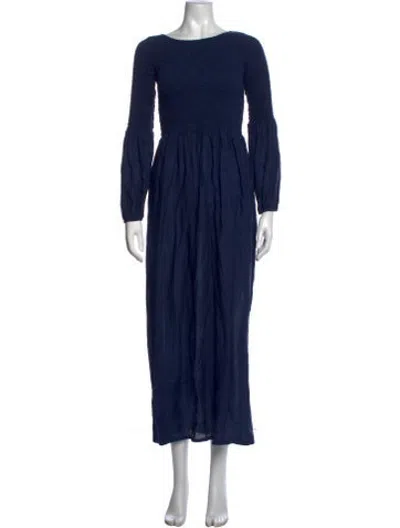 Pre-owned Coco Shop Bateau Neckline Long Dress In Blue