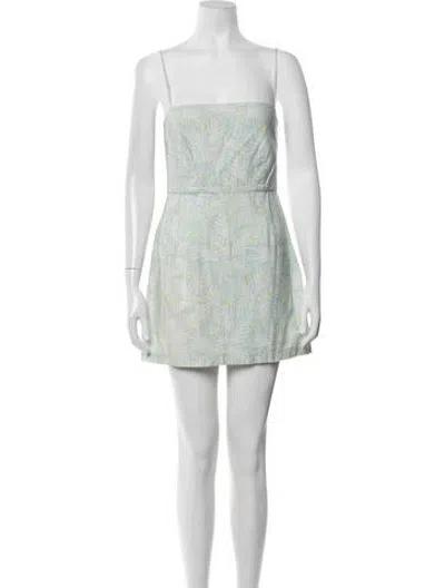 Pre-owned Coco Shop Floral Print Mini Dress In Green