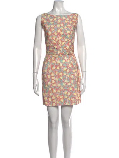 Pre-owned Coco Shop Floral Print Mini Dress In Pink
