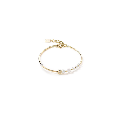 Coeur De Lion Armband Asymmetrie Süsswasserperlen & Edelstahl Weiss-gold