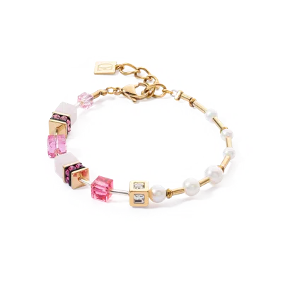 Coeur De Lion Armband Geocube® Fusion Precious Pearl Mix Gold-pink In Multi