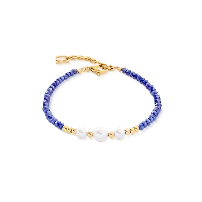 Coeur De Lion Armband Pearl Line Gold-blau In Multi