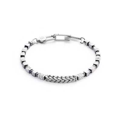 Coeur De Lion Armband Precious Cubes & Chain Weiss-silber In Silver