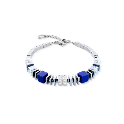 Coeur De Lion Armband Statement Cube Facets Silber-blau In Silver