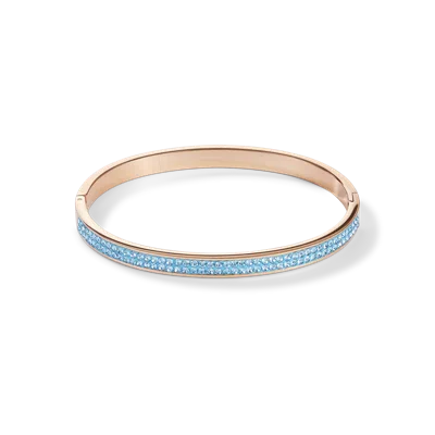 Coeur De Lion Armreif Edelstahl Rosegold & Kristalle Pavé Aqua Grösse 17 Cm In Gold