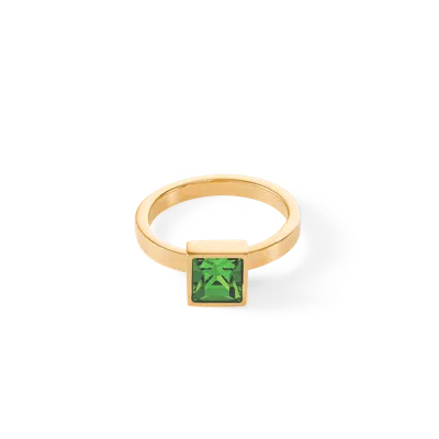 Coeur De Lion Brilliant Square Big Ring Gold Grün