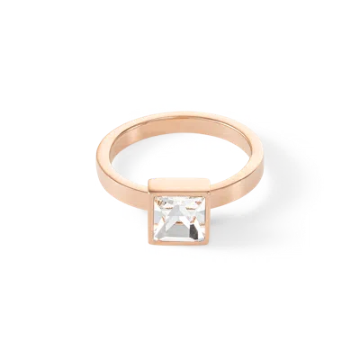 Coeur De Lion Brilliant Square Big Ring Roségold Kristall In Gold