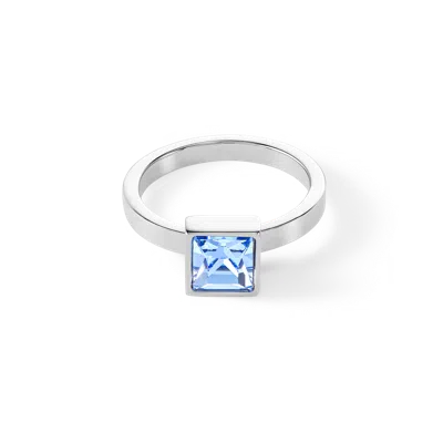 Coeur De Lion Brilliant Square Big Ring Silber Hellblau In Metallic