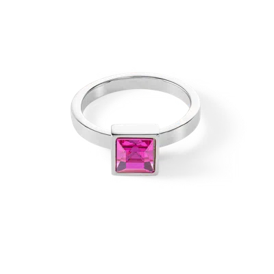 Coeur De Lion Brilliant Square Big Ring Silber Pink In Metallic