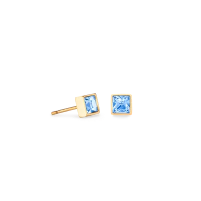 Coeur De Lion Brilliant Square Small Ohrringe Gold Hellblau