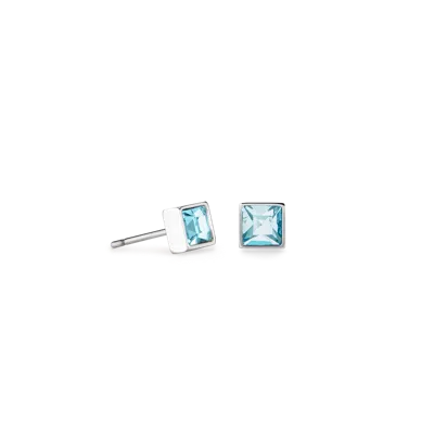 Coeur De Lion Brilliant Square Small Ohrringe Silber Aqua In Blue