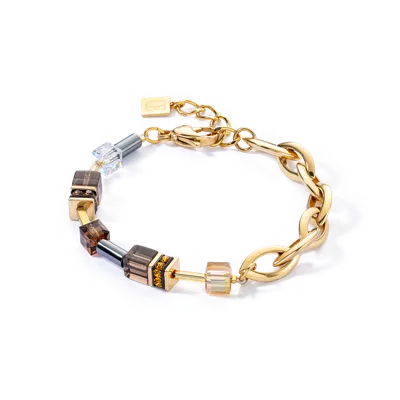 Coeur De Lion Geocube® Chunky Chain Armband Gold-braun