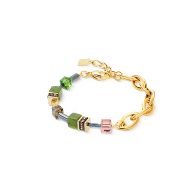 Coeur De Lion Geocube® Chunky Chain Armband Gold-grün