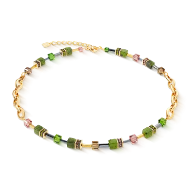 Coeur De Lion Geocube® Chunky Chain Halskette Gold-grün