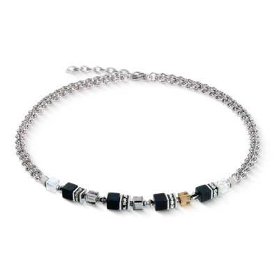 Coeur De Lion Geocube® Fusion Winter Halskette Silber-schwarz In Black