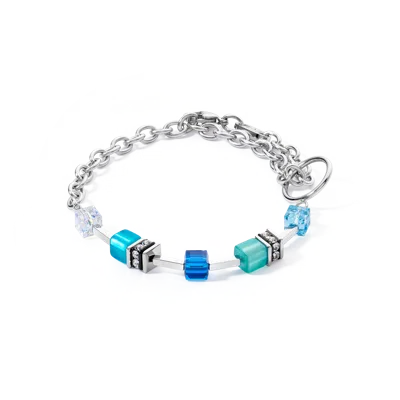 Coeur De Lion Geocube® Iconic Layer Chain Armband Ocean Vibes In Blue