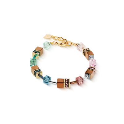 Coeur De Lion Geocube® Iconic Metallic Armband Art Nouveau Gold In Brown