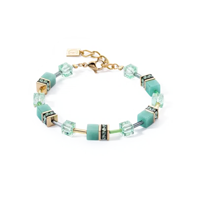 Coeur De Lion Geocube® Iconic Mono Gold Armband Grün In Blue