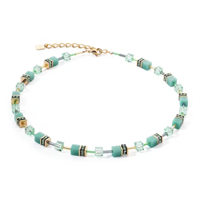 Coeur De Lion Geocube® Iconic Mono Gold Halskette Grün In Green