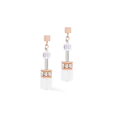 Coeur De Lion Geocube® Iconic Nature Ohrringe Roségold-weiss In Gold