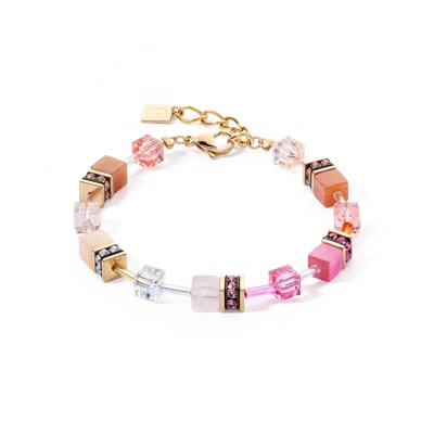 Coeur De Lion Geocube® Iconic Precious Armband Rosa-orange In Gold