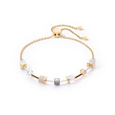 Coeur De Lion Geocube® Precious & Slider Closure Armband Gold-grau