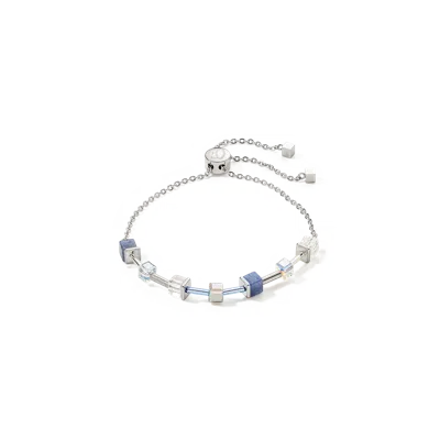 Coeur De Lion Geocube® Precious & Slider Closure Armband Silber-blau In Metallic