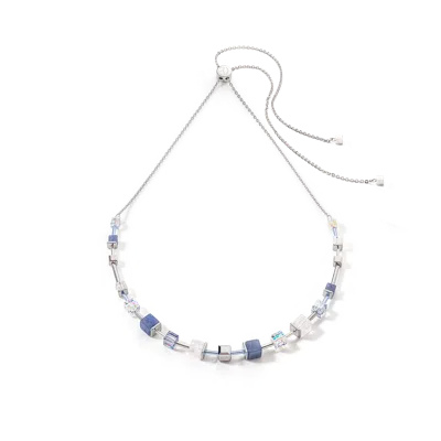 Coeur De Lion Geocube® Precious & Slider Closure Halskette Silber-blau In Metallic