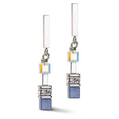 Coeur De Lion Geocube® Precious Fusion Chunky Chain Ohrringe Hellblau In Blue