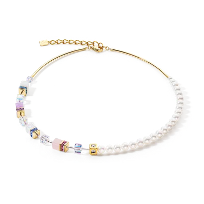 Coeur De Lion Geocube® Precious Fusion Pearls Halskette Multicolor Pastell In Gold