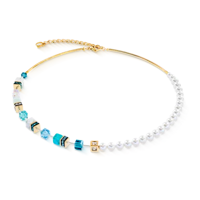 Coeur De Lion Geocube® Precious Fusion Pearls Halskette Türkis In Gold