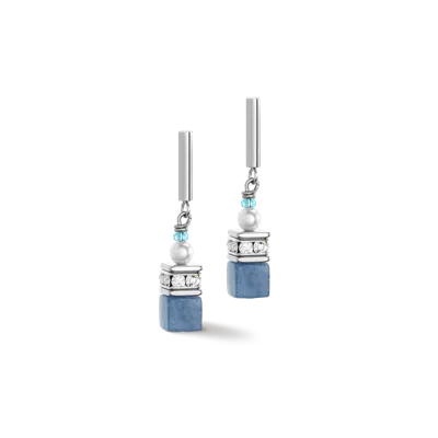 Coeur De Lion Geocube® Precious Fusion Pearls Ohrringe Aqua-blau In Metallic