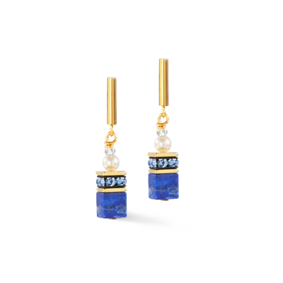 Coeur De Lion Geocube® Precious Fusion Pearls Ohrringe Blau In Gold