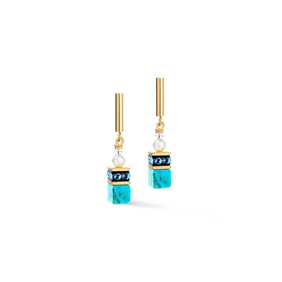 Coeur De Lion Geocube® Precious Fusion Pearls Ohrringe Türkis In Gold