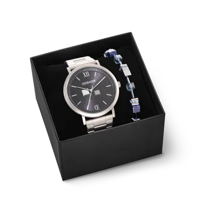 Coeur De Lion Geschenkset Uhr Rund Statement Unisex Midnight Blue & Armband Geocube® Iconic Precious In Metallic