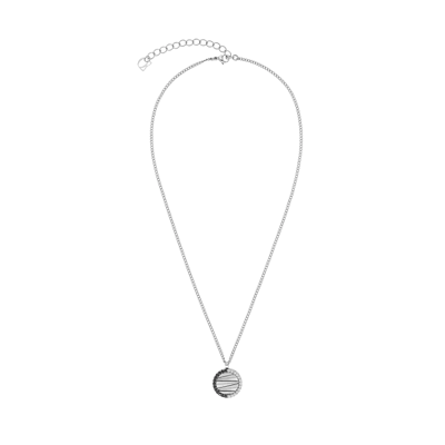 Coeur De Lion Halskette Amulett Mini Waves Silber-schwarz In Metallic