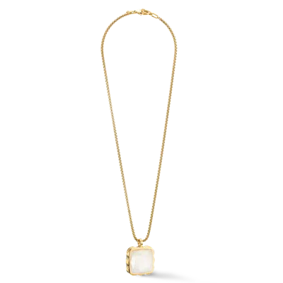 Coeur De Lion Halskette Amulett Spikes Square Jade Gold-weiss