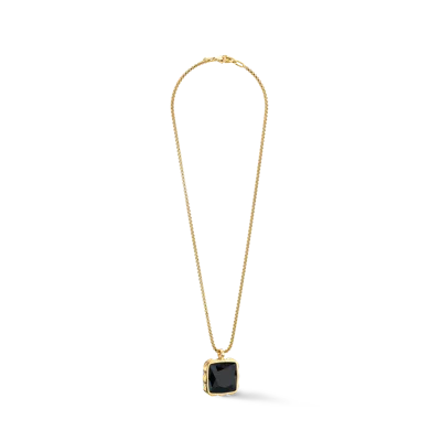 Coeur De Lion Halskette Amulett Spikes Square Onyx Gold-schwarz