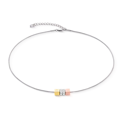 Coeur De Lion Halskette Cube Trio Facets Snake Tricolor In Metallic