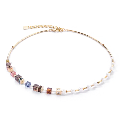 Coeur De Lion Halskette Geocube® Fusion Precious Pearl Mix Gold-autumn In Multi